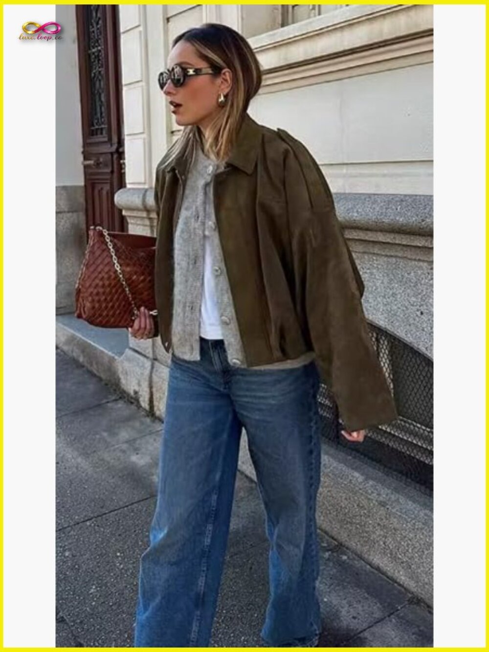 Faux Suede Cropped Jacket Open Front Casual Lightweight Fall Winter Coat - Picture 4 of 7